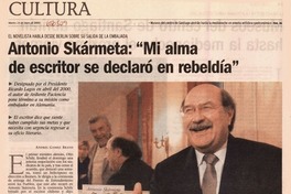 Antonio Skármeta: "Mi alma de escritor se declaró en rebeldía" Antonio Skármeta: "Mi alma de escritor se declaró en rebeldía"