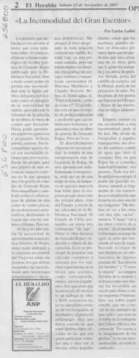 "La incomodidad del gran escritor"