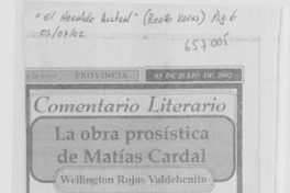La obra prosística de Matías Cardal : [comentario]