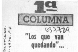 "Los que van quedando"  [artículo] Simón Blanco.