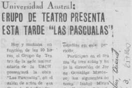 Grupo de teatro presenta esta tarde "Las Pascualas". Grupo de teatro presenta esta tarde "Las Pascualas".