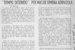 "Tiempo detenido", poemas de Ximena Adriazola "Tiempo detenido", poemas de Ximena Adriazola