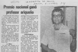 Premio nacional ganó profesor Ariqueño. Premio nacional ganó profesor Ariqueño.