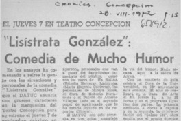 "Lisístrata González", comedia de mucho humor.  [artículo]