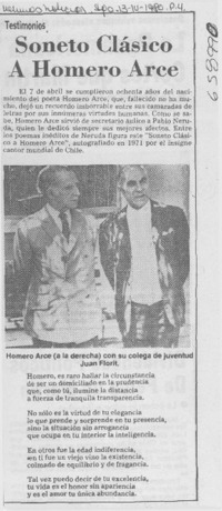 Soneto clásico a Homero Arce.