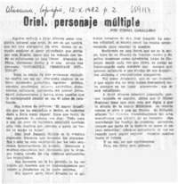 Oriel, personaje múltiple  [artículo] Tussel Caballero