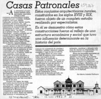 Casas Patronales  [artículo] María Soledad Dalbosco.