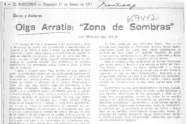 Olga Arratia, "Zona de sombras"  [artículo] Hernán del Solar.