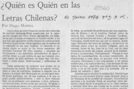 ¿Quién es quién en las letras chilenas? ¿Quién es quién en las letras chilenas?
