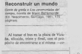 Reconstruir un mundo. Reconstruir un mundo.