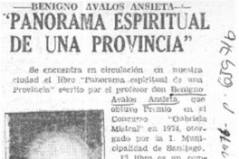 "Panorama espiritual de una provincia".  [artículo]
