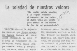 La soledad de nuestros valores La soledad de nuestros valores