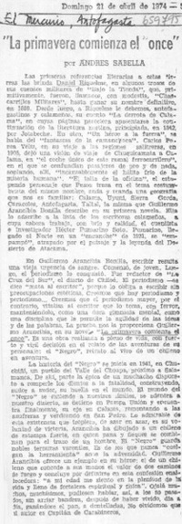 La primavera comienza el once  [artículo] Andrés Sabella.