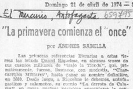 La primavera comienza el once  [artículo] Andrés Sabella.