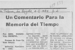 Un comentario para la memoria del tiempo Un comentario para la memoria del tiempo