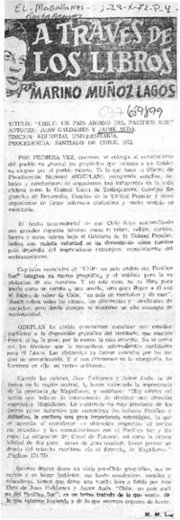 "Chile: un país andino del pacífico sur.  [artículo]
