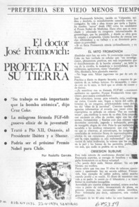El doctor José Froimovich, profeta en su tierra