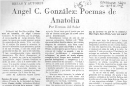 Angel C. González: poemas Anatolia Angel C. González: poemas Anatolia