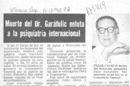 Muerte del Dr. Garáfulic enluta a la psiquiatría internacional. Muerte del Dr. Garáfulic enluta a la psiquiatría internacional.