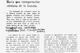 Hacia una interpretación cristiana de la historia Hacia una interpretación cristiana de la historia
