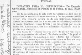 Instantes para el crepúsculo. Instantes para el crepúsculo.