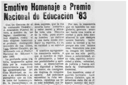 Emotivo homenaje a premio nacional de educación '83. Emotivo homenaje a premio nacional de educación '83.