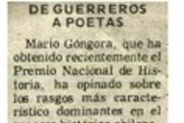 De guerreros a poetas De guerreros a poetas