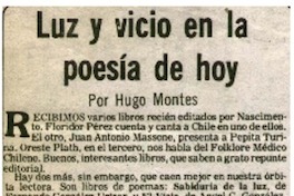 Luz y vicio en la poesía de hoy Luz y vicio en la poesía de hoy