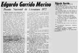 Edgardo Garrido Merino, Premio Nacional de Literatura 1972 Edgardo Garrido Merino, Premio Nacional de Literatura 1972