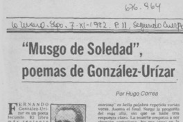 "Musgo de soledad", poemas de González-Urízar "Musgo de soledad", poemas de González-Urízar