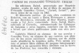 Poemas de Fernando González-Urízar. Poemas de Fernando González-Urízar.