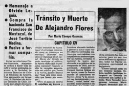 Tránsito y muerte de Alejandro Flores capítulo XV Tránsito y muerte de Alejandro Flores capítulo XV