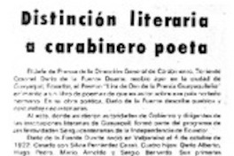 Distinción literaria a carabinero poeta. Distinción literaria a carabinero poeta.