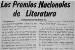 Los premios nacionales de literatura