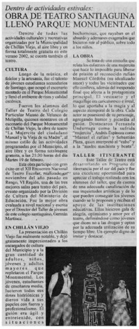 Obra de teatro santiaguina llenó Parque Monumental.