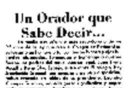Un Orador que sabe decir Un Orador que sabe decir