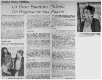 La gran escritora chilena de regreso en sus raíces