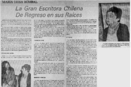 La gran escritora chilena de regreso en sus raíces