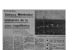 Campos Menéndez: intérprete de la zona magallánica Campos Menéndez: intérprete de la zona magallánica