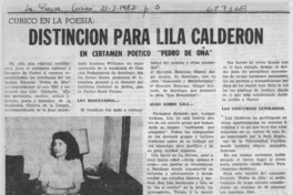 Distinción para Lila Calderón Distinción para Lila Calderón