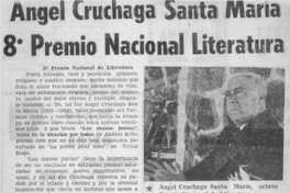 Angel Cruchaga Santa María 8° Premio Nacional de Literatura Angel Cruchaga Santa María 8° Premio Nacional de Literatura