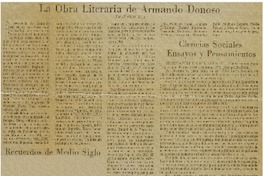 La Obra literaria de Armando Donoso La Obra literaria de Armando Donoso