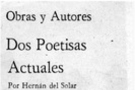 Dos poetisas actuales Dos poetisas actuales