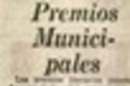 Premios Municipales Premios Municipales