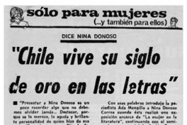 Chile vive su siglo de oro en las letras". Chile vive su siglo de oro en las letras".