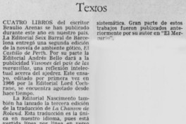 Cuatro textos del escritor Braulio Arenas. Cuatro textos del escritor Braulio Arenas.