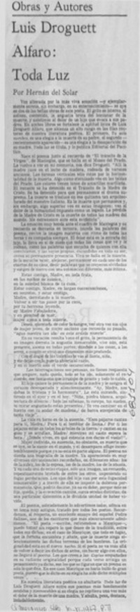 Luis Droguett Alfaro, toda luz