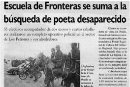 Escuela de fronteras se suma a la búsqueda de poeta desaparecido. Escuela de fronteras se suma a la búsqueda de poeta desaparecido.