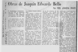 Obras de Joaquín Edwards Bello Obras de Joaquín Edwards Bello