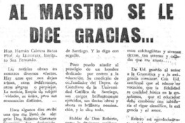 Al maestro se le dice gracias ...